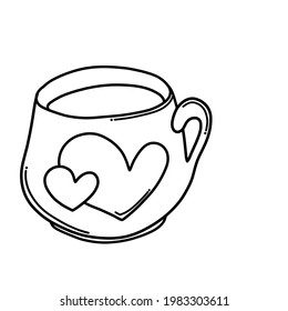 Icono del vector de la copa de café Doodle. Dibujo de la ilustración de la caricatura dibujada a mano.