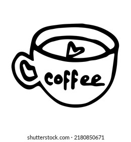Cup of coffee doodle vector illustration isolated on white background