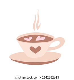 Una taza de café dibujada a mano. Tarjeta de San Valentín. Ilustración del vector