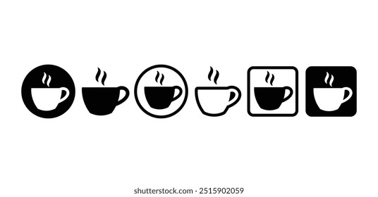 cup of coffee drink icon symbol vector design black white color simple flat illustration collection set