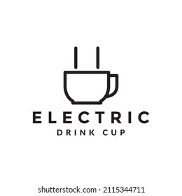 cup coffee electric logo design, vector graphic symbol icon illustration