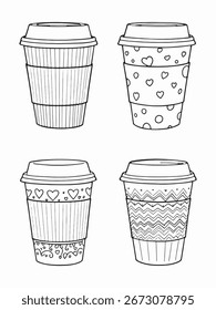 Tasse Kaffee elegante 2D-Linie Kunst Zeichnung