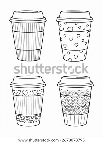 cup of coffee elegant 2D line art drawing
