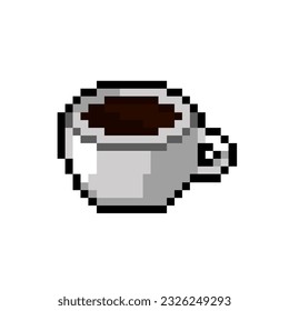 cup for coffee. Element design stickers, logo, mobile app, menu. 8-bit.