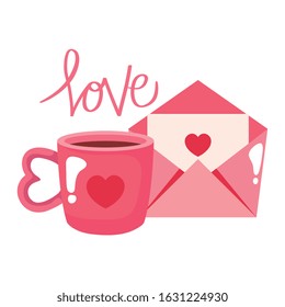 cup coffee and envelope isolated icon vector illustration design