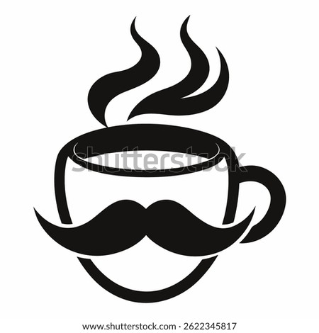 A cup of coffee for Father`s Day. Father`s Day. A cup of coffee with a mustache for Father`s Day. Vector illustration on white background.