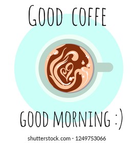 A cup of coffee. Flat design. Good morning.