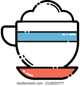 Taza De Icono Plano De Café Aislado En Fondo Blanco