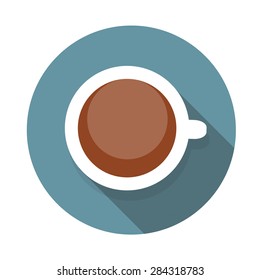 Cup of Coffee Flat Icon with Long Shadow, Vector Illustration Eps10