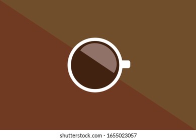 A cup of coffee flat lay on abstract background Vector