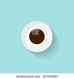 Cup of coffee in a flat style. Morning drink. Vector illustration.