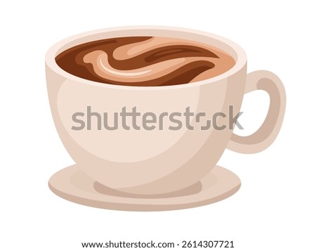 Cup of coffee. Flat vector, clipart illustration isolated on white background.