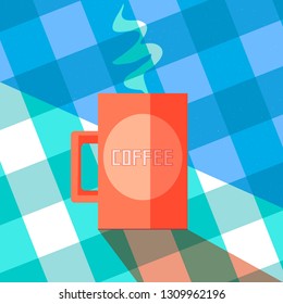 cup of coffee. flat vintage style vector illustration