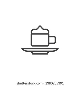 Cup of coffee with foam line icon. linear style sign for mobile concept and web design. Coffee Latte or Cappuccino outline vector icon. Symbol, logo illustration. Pixel perfect vector graphics