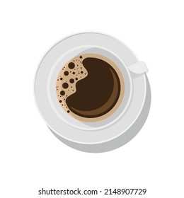 Una taza de café con espuma. Copa blanca. Sobre un fondo blanco. Ilustración vectorial.