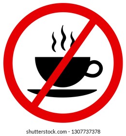 Cup of coffee is forbidden, banned, prohibited and interdicted. Substance is stopped to use, consume and drink. Vector illustration	