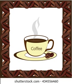 Cup of coffee in a frame. Illustration