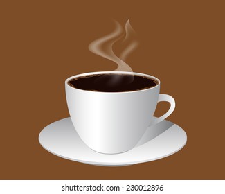 cup of coffee with froth on brown background