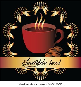 Cup of coffee with golden ornament