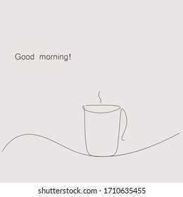 Cup of coffee good morning card, vector illustration
