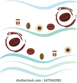 Cup of coffee and coffee grain. Abstract vector background.