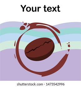 Cup of coffee and coffee grain. Abstract vector background.