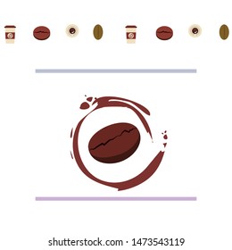 Cup of coffee and coffee grain. Abstract vector background.