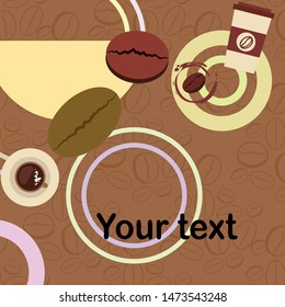 Cup of coffee and coffee grain. Abstract vector background.