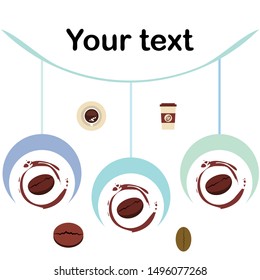 Cup of coffee and coffee grain. Abstract vector background.