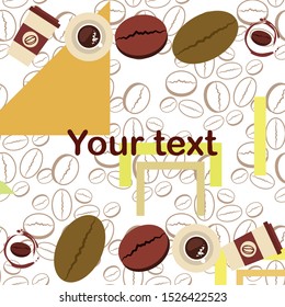 Cup of coffee and coffee grain. Abstract vector background.