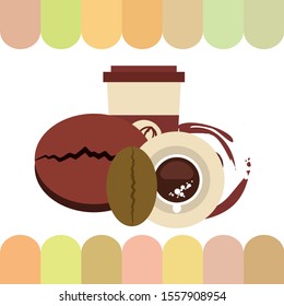 Cup of coffee and coffee grain. Abstract vector background