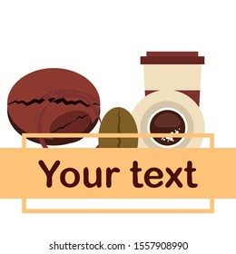 Cup of coffee and coffee grain. Abstract vector background