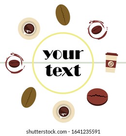 Cup of coffee and coffee grain. Abstract vector background.