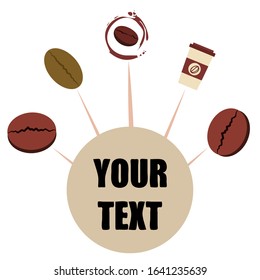 Cup of coffee and coffee grain. Abstract vector background.