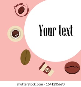 Cup of coffee and coffee grain. Abstract vector background.