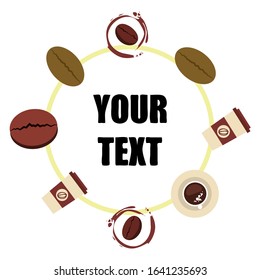 Cup of coffee and coffee grain. Abstract vector background.