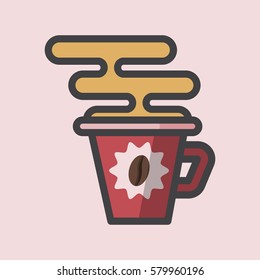 Cup with coffee grain, Fragrant drink, energy drink,vector image, flat design