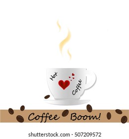 A cup of coffee with grains. Beautiful vector background.