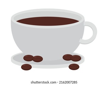 cup of coffee and grains icon isolated