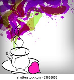 Cup of coffee with grunge design elements