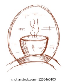 cup and coffee hand drawing