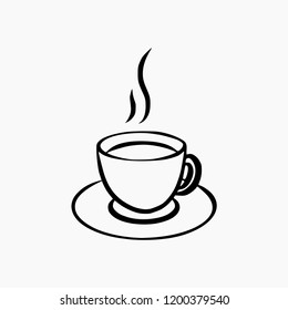 Cup of Coffee in Hand Drawing Doodle Style.