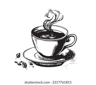 Cup of coffee hand drawn	