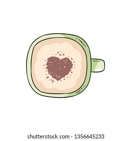 Cup of coffee. Hand drawn cartoon style coffee beverage drink