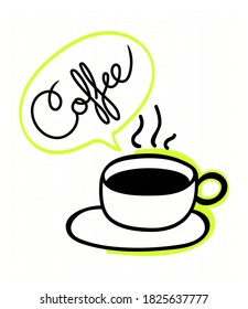 Cup of coffee. Hand drawn doodle stock vector illustration