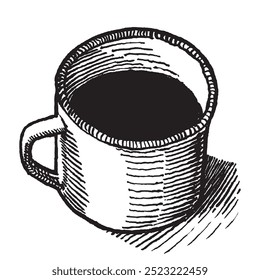 Cup of coffee, hand drawn illustration vector