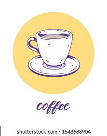 A cup of coffee. Hand drawn image. Vector illustration.