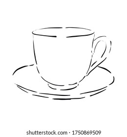 Cup of coffee. Hand drawn vector illustration in line art style, isolated on a white background.