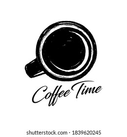 Cup of coffee handdrawn illustration black and white