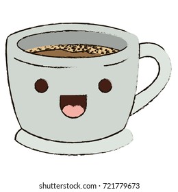 cup of coffee with handle colorful kawaii blurred silhouette vector illustration